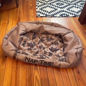 Orvis Dog Bed Cover in a brown camouflage print